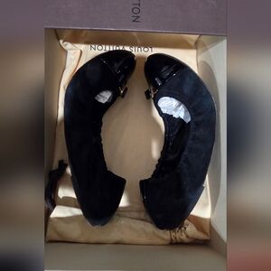 Louis Vuitton Black Flats with Patent Toe